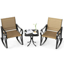 3 Piece Patio Rocking Set with Smooth Rocking Motion Outdoor Rocker Chair Bistro Set by LJGDeals