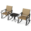 3 Piece Patio Rocking Set with Smooth Rocking Motion Outdoor Rocker Chair Bistro Set by LJGDeals