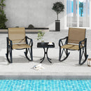 3 Piece Patio Rocking Set with Smooth Rocking Motion Outdoor Rocker Chair Bistro Set by LJGDeals
