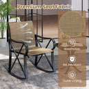 3 Piece Patio Rocking Set with Smooth Rocking Motion Outdoor Rocker Chair Bistro Set -Brown