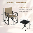 3 Piece Patio Rocking Set with Smooth Rocking Motion Outdoor Rocker Chair Bistro Set by LJGDeals