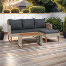 Walker Edison | Wicker Weather Proof 3 Piece Patio Sectional Chat Set
