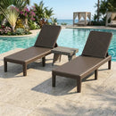 3-Piece Patio Set with 2 Adjustable Lounger Chairs and Rattan Side Table by LJGDeals