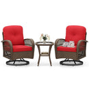 3 Piece Patio Swivel Rocker Set with Tempered Glass Side Table and Thick Cushions by LJGDeals
