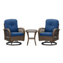 3 Piece Patio Swivel Rocker Set with Tempered Glass Side Table and Thick Cushions by LJGDeals