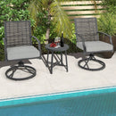 3 Piece Patio Swivel Chair Set with Soft Seat Cushions for Backyard by LJGDeals