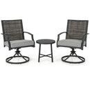 3 Piece Patio Swivel Chair Set with Soft Seat Cushions for Backyard by LJGDeals