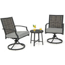 3 Piece Patio Swivel Chair Set with Soft Seat Cushions for Backyard by LJGDeals