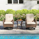 3 Piece Patio Swivel Rocker Set with Tempered Glass Side Table and Thick Cushions by LJGDeals