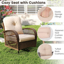 3 Piece Patio Swivel Rocker Set with Tempered Glass Side Table and Thick Cushions