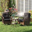 3 Piece Patio Swivel Rocker Set with Tempered Glass Side Table and Thick Cushions by LJGDeals