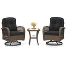 3 Piece Patio Swivel Rocker Set with Tempered Glass Side Table and Thick Cushions