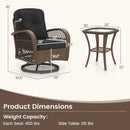 3 Piece Patio Swivel Rocker Set with Tempered Glass Side Table and Thick Cushions