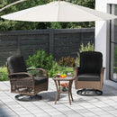 3 Piece Patio Swivel Rocker Set with Tempered Glass Side Table and Thick Cushions by LJGDeals
