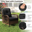 3 Piece Patio Swivel Rocker Set with Tempered Glass Side Table and Thick Cushions