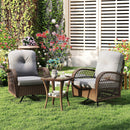 3 Piece Patio Swivel Rocker Set with Tempered Glass Side Table and Thick Cushions by LJGDeals