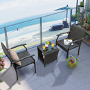 3 Piece Patio Wicker Chair Set with Quick Dry Foam Cushions All Weather by LJGDeals