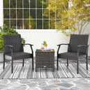 3 Piece Patio Wicker Chair Set with Quick Dry Foam Cushions All Weather by LJGDeals