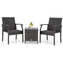 3 Piece Patio Wicker Chair Set with Quick Dry Foam Cushions All Weather by LJGDeals