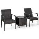 3 Piece Patio Wicker Chair Set with Quick Dry Foam Cushions All Weather by LJGDeals