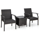 3 Piece Patio Wicker Chair Set with Quick Dry Foam Cushions All Weather by DirectDeals