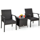 3 Piece Patio Wicker Chair Set with Quick Dry Foam Cushions All Weather by LJGDeals