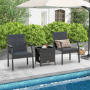3 Piece Patio Wicker Chair Set with Quick Dry Foam Cushions All Weather by LJGDeals