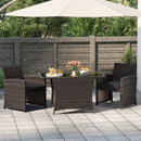 3 Piece Patio Wicker Dining Set with Rectangle Tempered Glass Dining Table-Brown by LJGDeals