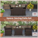 3 Piece Patio Wicker Dining Set with Rectangle Tempered Glass Dining Table-Brown by LJGDeals