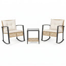 3-Piece Rattan Patio Conversation Set with Rocking Chairs by LJGDeals