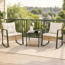 3-Piece Rattan Patio Conversation Set with Rocking Chairs by LJGDeals
