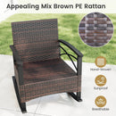 3 Piece Rocking Bistro Set PE Rattan Rocker Chairs with Acacia Wood Top Table by LJGDeals