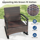 3 Piece Rocking Bistro Set PE Rattan Rocker Chairs with Acacia Wood Top Table by LJGDeals