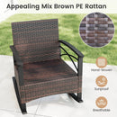 3 Piece Rocking Bistro Set PE Rattan Rocker Chairs with Acacia Wood Top Table by LJGDeals