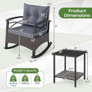3 Piece Rocking Bistro Set PE Rattan Rocker Chairs with Acacia Wood Top Table by LJGDeals