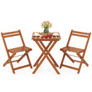 3 Piece Solid Wood Furniture Set with 2 Folding Chairs