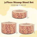 3-Piece Tree Stump Stool Set with Wood Printing Nature Decoration by LJGDeals