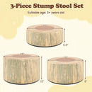 3-Piece Tree Stump Stool Set with Wood Printing Nature Decoration by LJGDeals