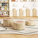 3-Piece Tree Stump Stool Set with Wood Printing Nature Decoration by LJGDeals