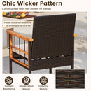 3 Piece Wicker Furniture Set with Acacia Wood Tabletop and Armrest for Balcony-White by LJGDeals