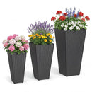 3-Piece Wicker Planters Tapered PP Rattan Plant Boxes with Plastic Flower Pots-Black by LJGDeals