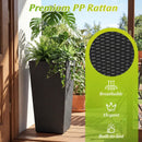 3-Piece Wicker Planters Tapered PP Rattan Plant Boxes with Plastic Flower Pots-Black by LJGDeals