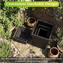 3-Piece Wicker Planters Tapered PP Rattan Plant Boxes with Plastic Flower Pots-Black by LJGDeals
