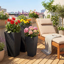 3-Piece Wicker Planters Tapered PP Rattan Plant Boxes with Plastic Flower Pots-Black by LJGDeals