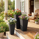 3-Piece Wicker Planters Tapered PP Rattan Plant Boxes with Plastic Flower Pots-Black by LJGDeals