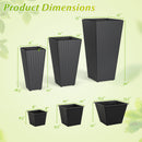 3-Piece Wicker Planters Tapered PP Rattan Plant Boxes with Plastic Flower Pots-Black by DirectDeals