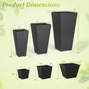 3-Piece Wicker Planters Tapered PP Rattan Plant Boxes with Plastic Flower Pots-Black by LJGDeals