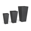 3-Piece Wicker Planters Tapered PP Rattan Plant Boxes with Plastic Flower Pots-Black by LJGDeals