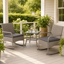 3-Piece Wicker Rocking Bistro Set with Cushions - Gray by LJGDeals