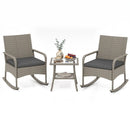 3-Piece Wicker Rocking Bistro Set with Cushions - Gray by LJGDeals